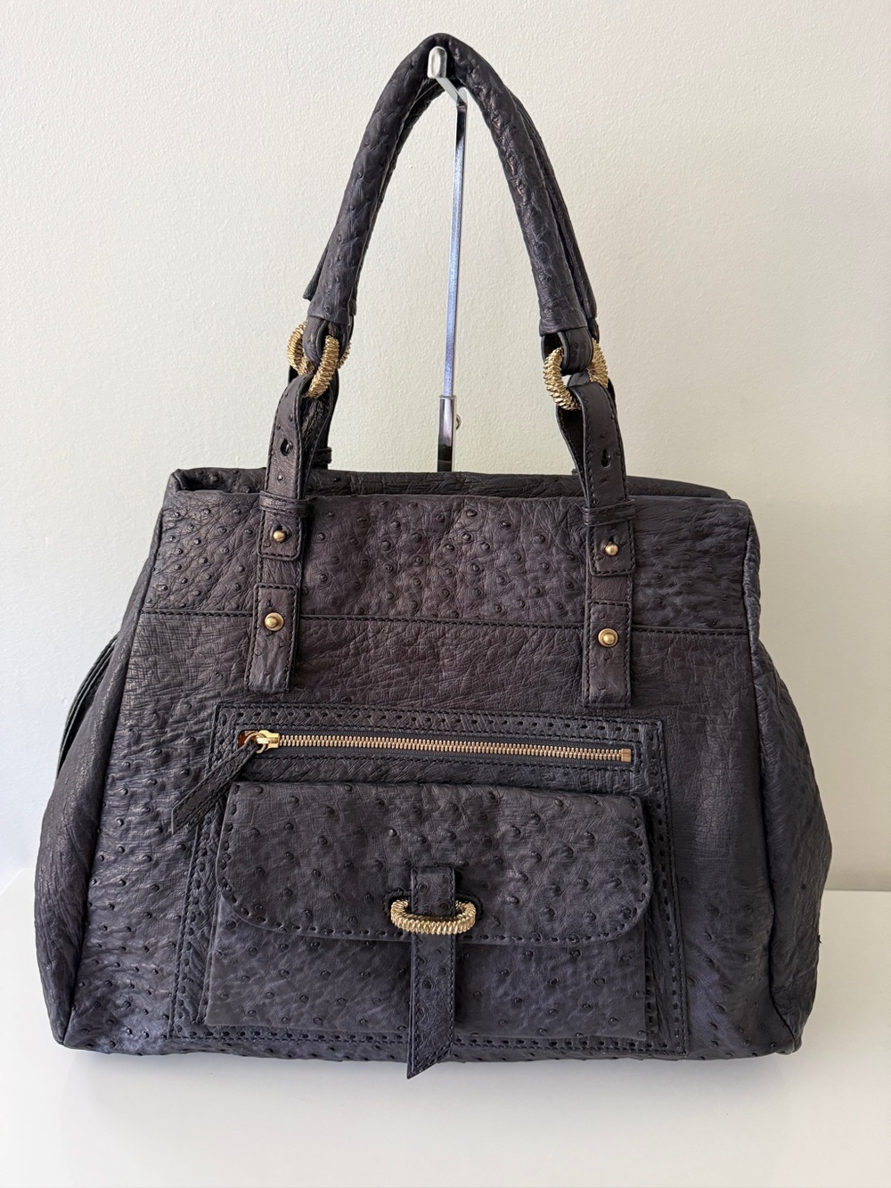 NUTI Ostrich Tote Shoulder Bag Handbag